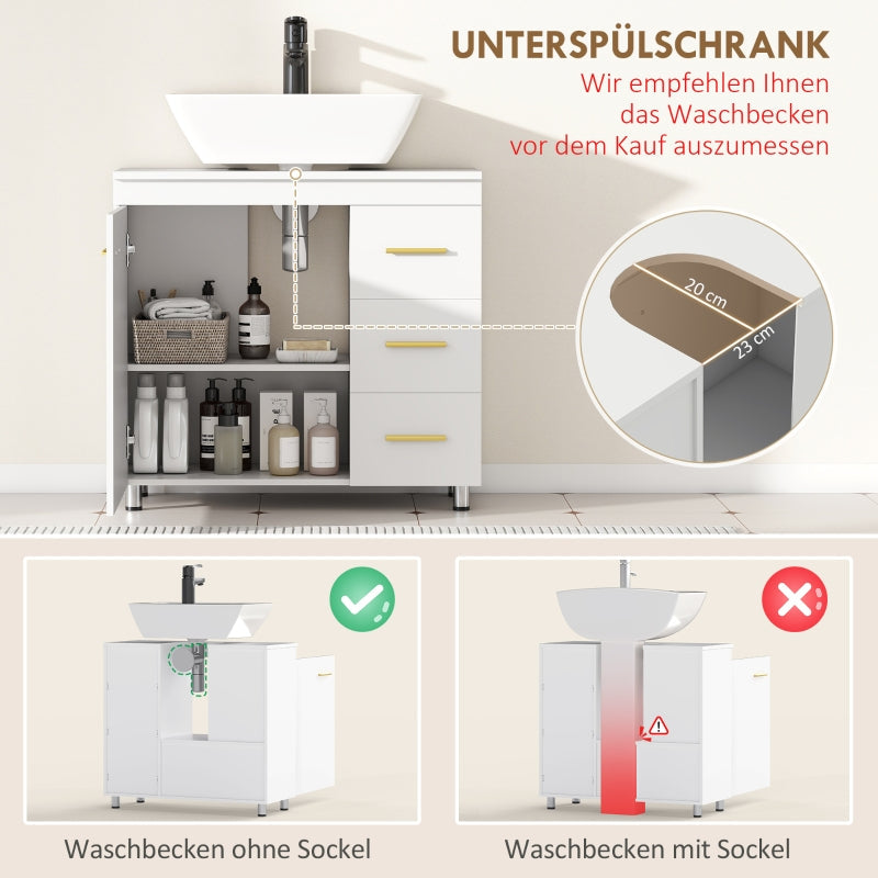 Bathroom Vanity Unit, 3-Tier Design, White