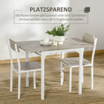 Dining Set, 3-Piece with Folding Table & 2 Chairs, Steel MDF, Natural White