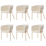 Dining Chair, Set of 6, Leisure and Dressing Chair for Living Room and Bedroom, Metal Legs, Imitation Rabbit Down Beige