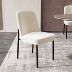 Dining Chairs Set of 4 Thickened Cushions Metal Legs Black Frame - Velvet Beige