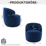 Swivel Accent Chair, Teddy Fabric Barrel Chair, Blue