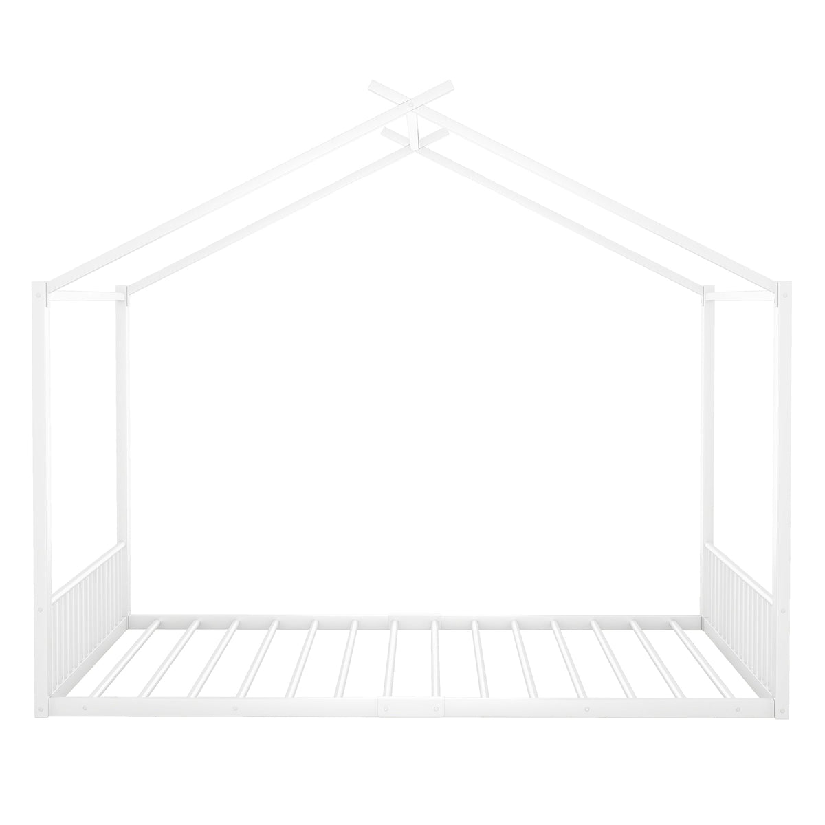 Upholstered Bed 140x200cm Iron Frame House Design - White