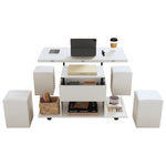 Liftable Coffee Table, Multifunctional with 2 Opening Tabletops, White