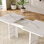 Extendable Dining Table 140/180x80cm Rectangular 6-8 Seater - White Marble