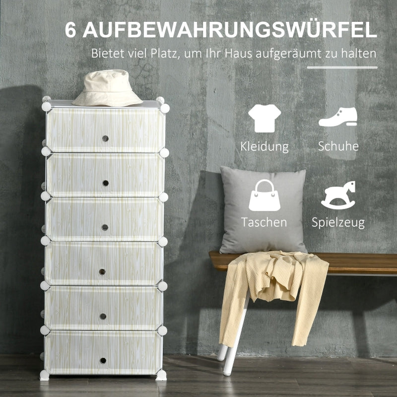 Shoe Rack, 6 Pairs, DIY Storage, Plastic White