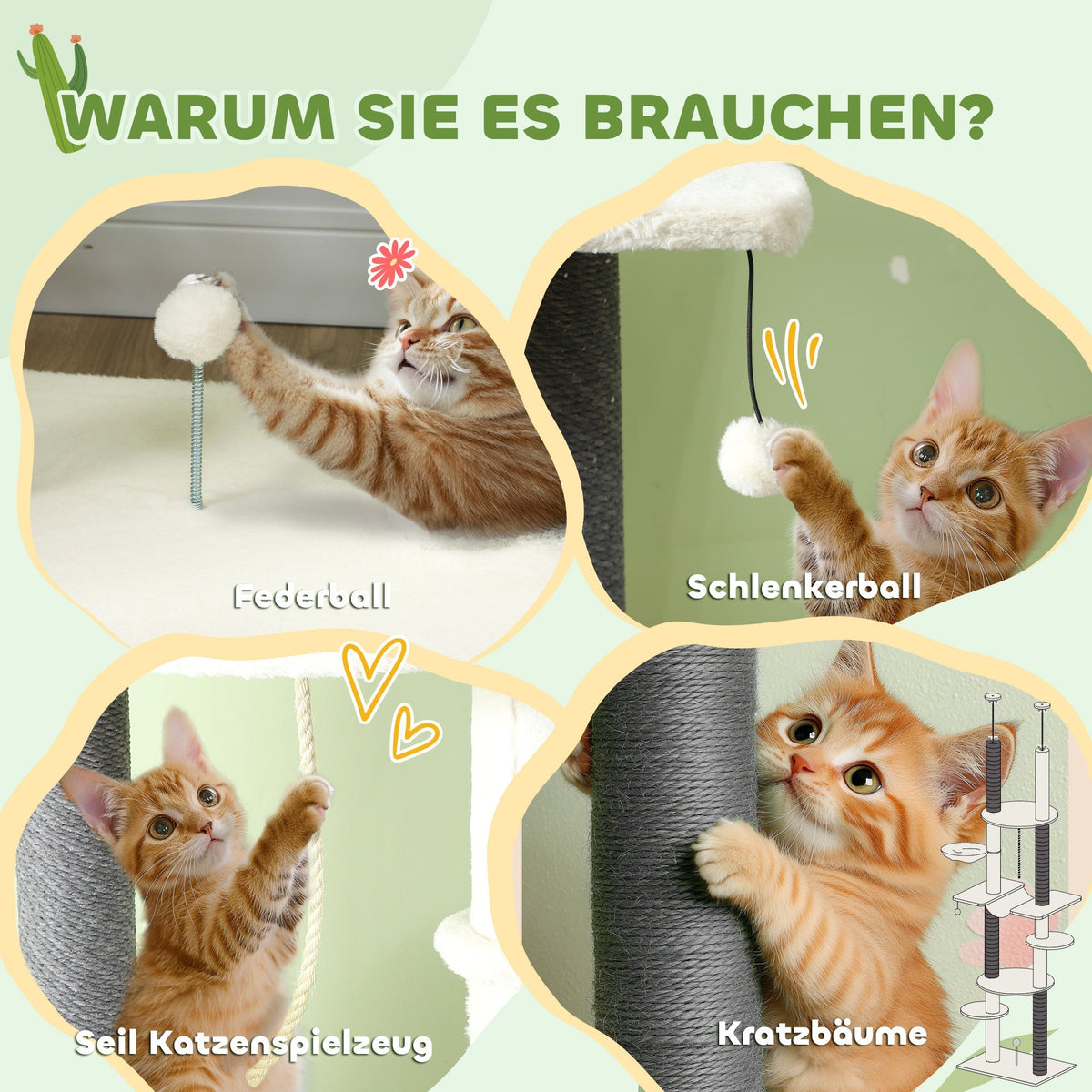 Cat Tree, Ceiling-High with Hammocks, Scratching Posts, White