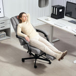 Office Chair, Ergonomic Massage Reclining Footrest, Grey Linen Look