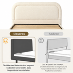 Upholstered Double Bed 140x200 cm with Storage, Beige Bouclé
