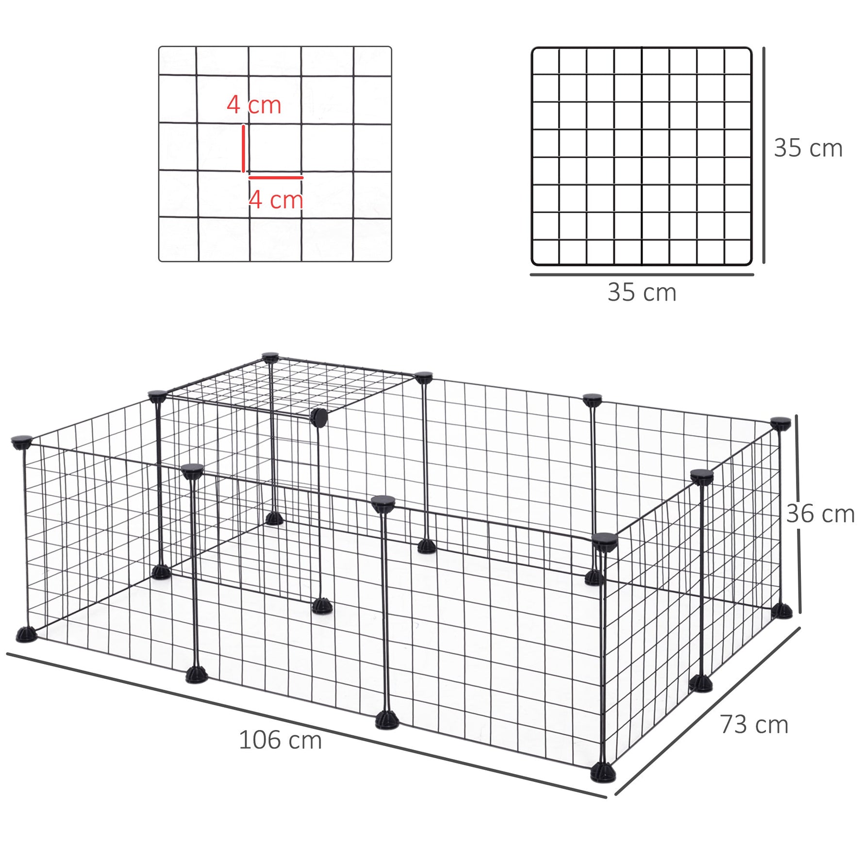 Small Animal Outdoor Enclosure, Flexible Metal Mesh, Black