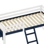 Children's Loft Bed 90x200 cm with Ladder & Table, White-Navy Blue