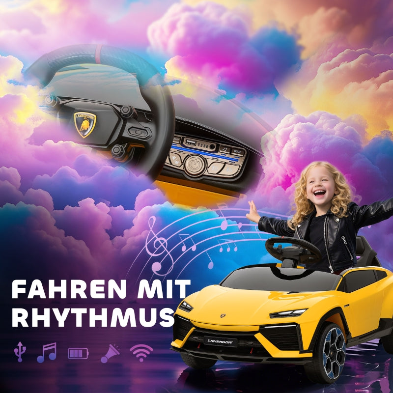 Children's Electric Car with 12V Remote Control and 2 Motors, Yellow