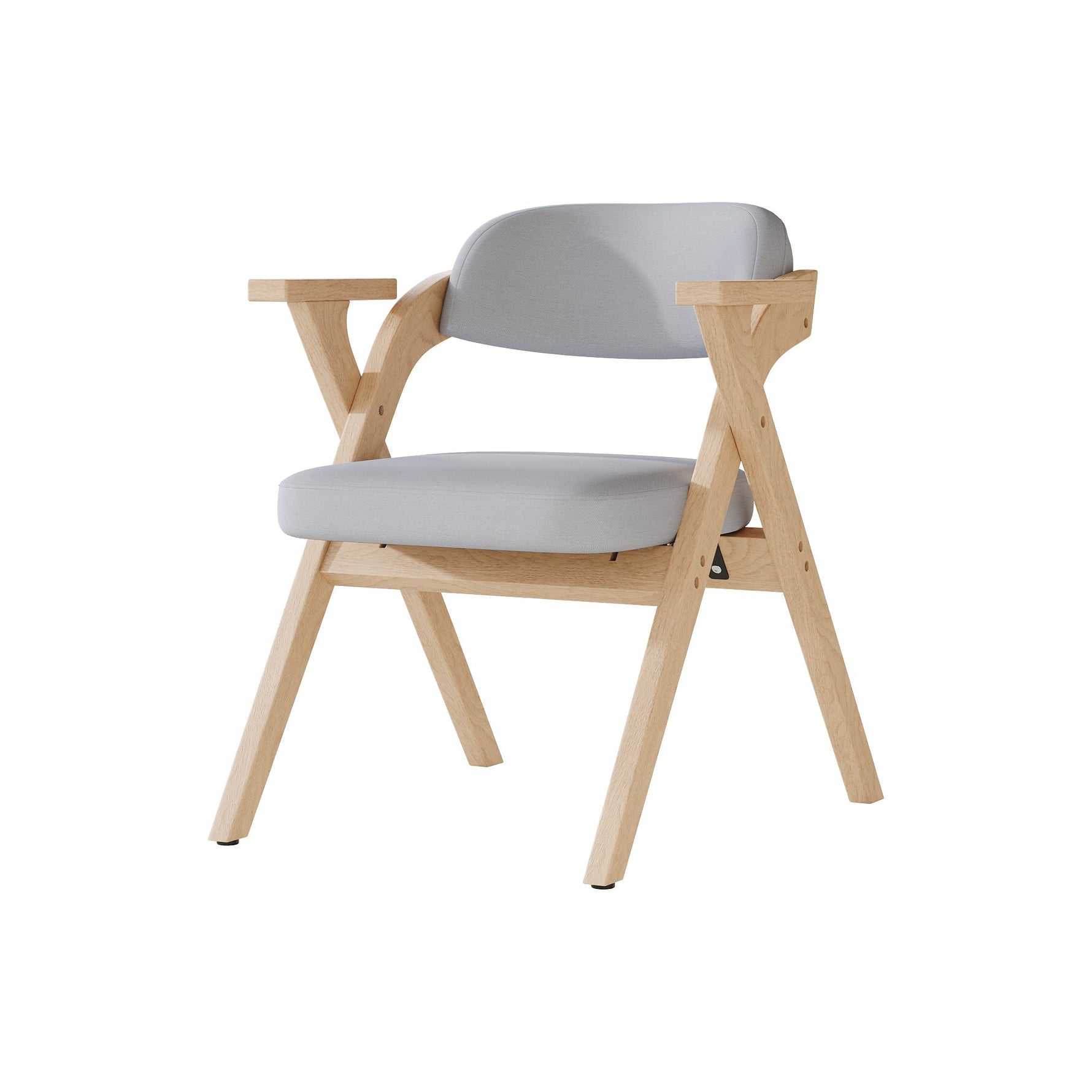 4 Folding Dining Chairs, Solid Wood and Foldable, Grey Linen