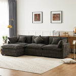 L-Shaped Corner Sofa with Footrest, 3-Seater Upholstered, Chenille Fabric