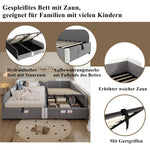 Upholstered Bed, Combined Children's Hydraulic with Storage, Grey Velvet & Plywood