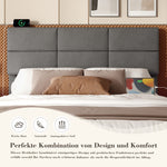 Upholstered Bed 180x200cm with Storage & LED, Grey Velour