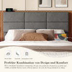 Velour Upholstered Bed, 140x200cm, Adjustable Headboard, USB/Type-C, LED Lighting, Hydraulic Lift, XXL Storage, Grey