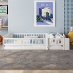 Wooden Children's Bed 90x200cm Open Storage Shelves and Case White Pine Wood