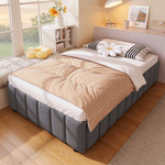 Upholstered Bed with Hydraulic Storage and 90x200cm Base, Grey