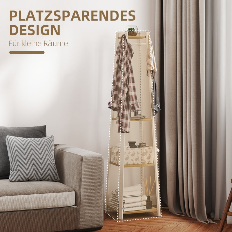 Coat Rack, 8 Hooks, 4 Tiers, Steel, White