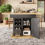 Extendable Telescopic Dining Table with Wine Rack and Drawers, MDF and Metal
