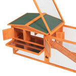 Small Animal Hutch, Indoor Outdoor with Tray & Ramp, Fir Wood, Orange