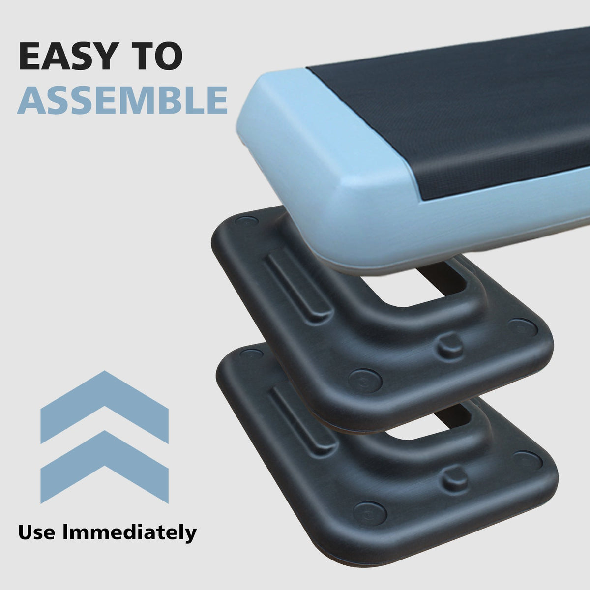 Adjustable Workout Aerobic Stepper, 76cm/28.5" with 4 Risers, Gray Black