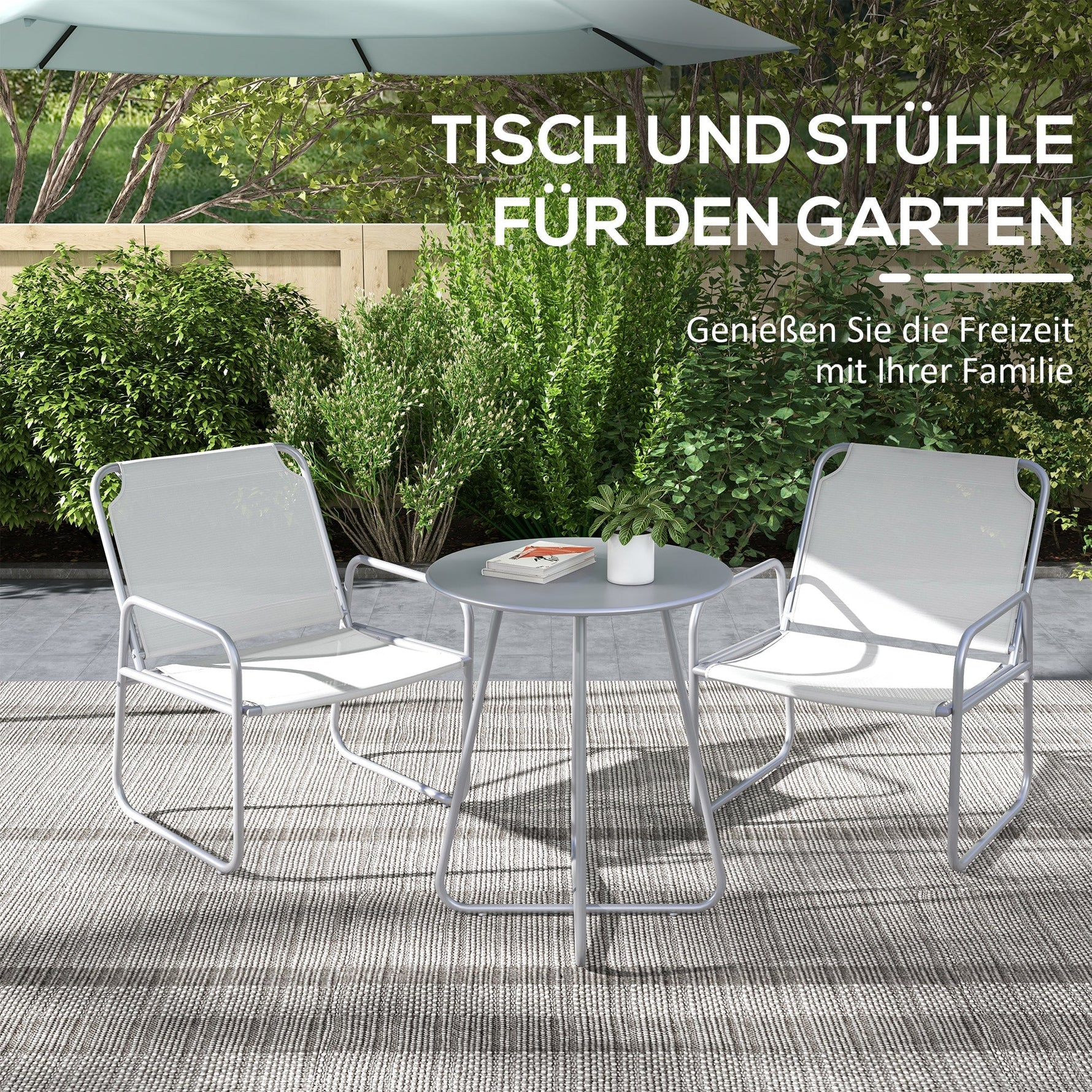 3-piece Bistro Set, Balcony Furniture, Mesh Light Grey