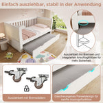 Daybed with Pull-out Bed, 90x200cm and 90x190cm, Space-Saving Wood, White