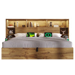 System Storage Bed 160x200 with Mattress, LED & USB-C, Oak Look