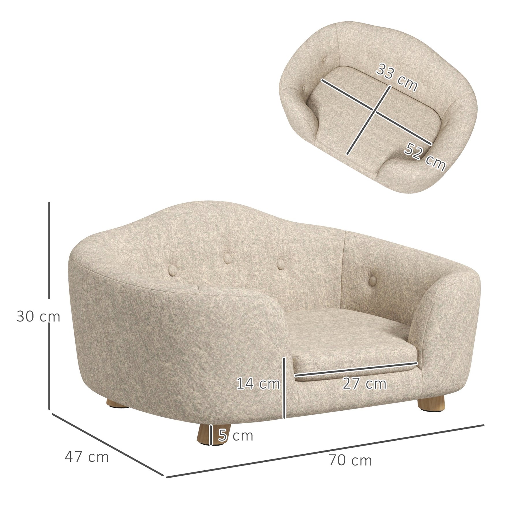 Dog Sofa Plush Cushion Small Pine Cream White