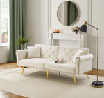 2-Seater Sofa Bed 3-Position Adjustable Back Gold Legs - Velvet