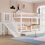Children's Bunk Bed Multifunctional Slide Stairs 2 Drawers Solid Wood, White 90x200