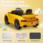 Children's Electric Car with Remote Control, MP3 Player and LED Lights, Yellow