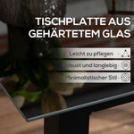 Square Garden Table 80x80cm, 4-Person Tempered Glass Top, Black Aluminum