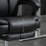 Office Chair, Ergonomic Vibration Massage Heating Reclining Footrest, Faux Leather Black
