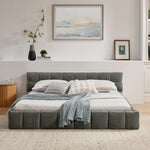 Double Bed 160x200cm Square Quilted, Dark Grey Chenille