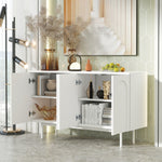 Sideboard, Minimalist Arched Pattern 4-Door, Pure White