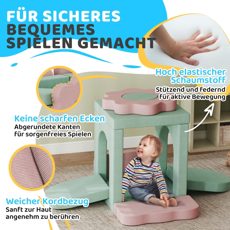 Foam Blocks for Climbing, Building and Crawling, Indoor Play Mats, Green and Pink Set of 12
