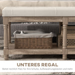 Shoe Bench, Padded Seat, Shoe Rack, Cream