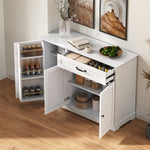 Sideboard Buffet Cabinet 3 Doors 1 Drawer - White