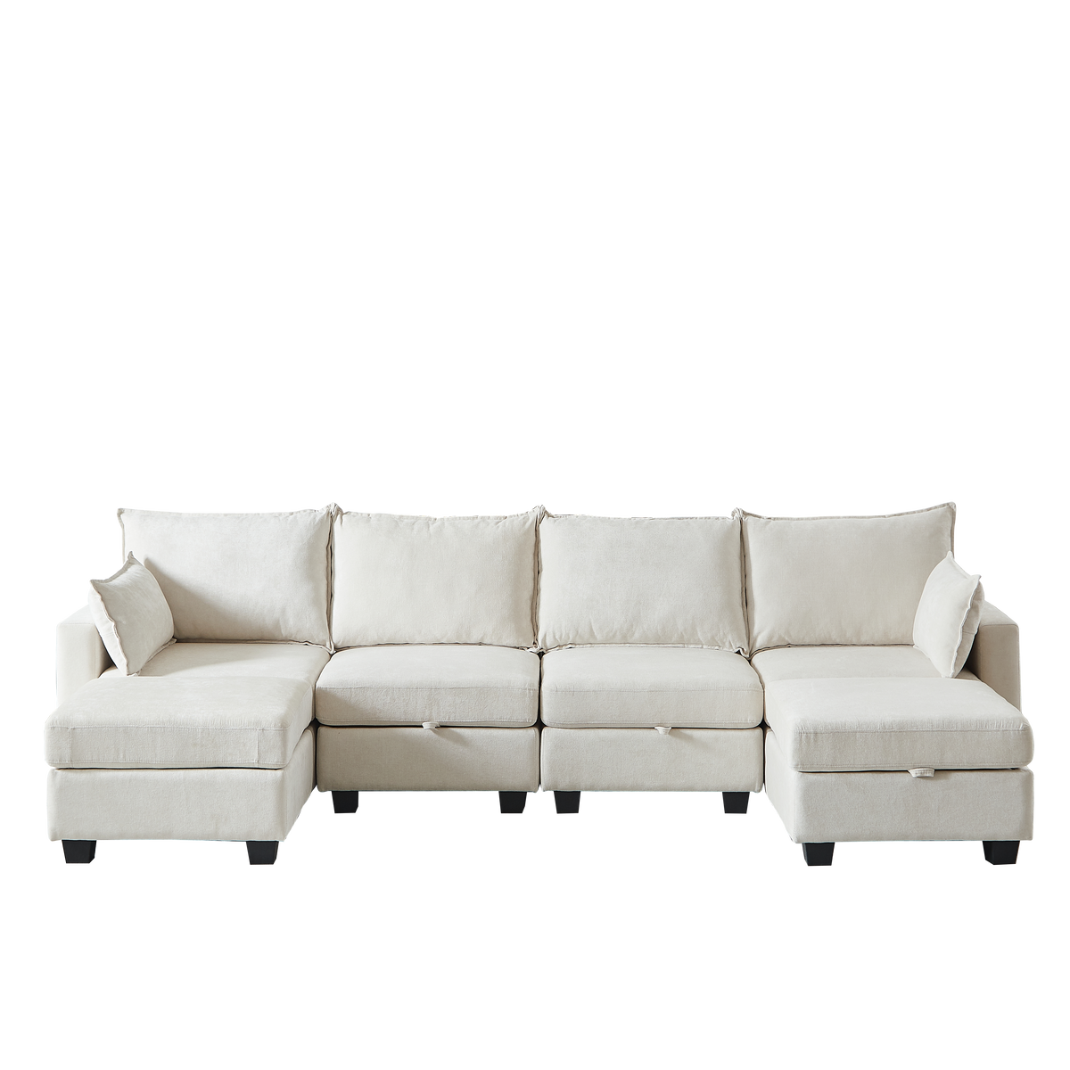 Modular Corner Sofa U-Shaped 6-Seater Storage Ottoman Chaise - Chenille