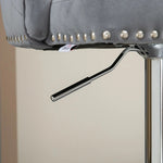 Bar Stools, Set of 2 Swivel Height-Adjustable with Footrest, Light Grey Velvet Look