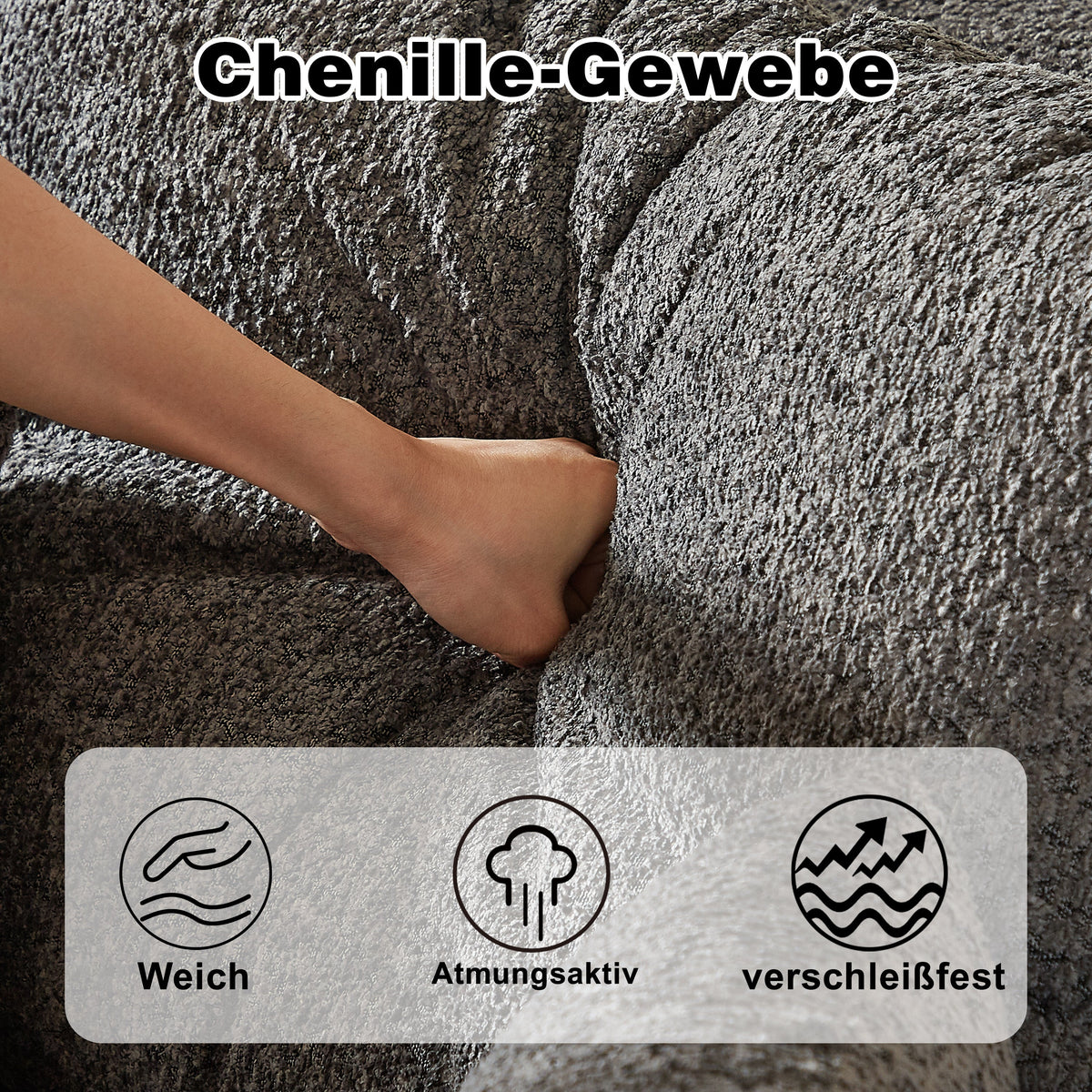 Chenille Sofa, Curved Modular L-Lounger, Foam Compressed