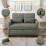 Sofa Bed Two-seater Extendable 3-Position Adjustable Backrest - Cotton-Linen Fabric