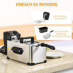 Deep Fryer 3L, Adjustable Thermostat, Stainless Steel Silver