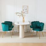 Velvet Chairs, Set of 4 Modern Upholstered with Petal Backs, Gold Metal Legs