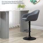Bar Stool, Height-Adjustable with Backrest and Footrest, Grey Linen Look