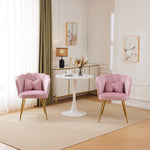 Chairs, Set of 2 Upholstered Petal Back with Gold Legs, Velvet
