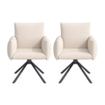 Dining Chair Set of 2 Upholstered 360° Swivel Lumbar Support - Linen Beige