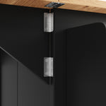 Multifunctional Kitchen Island Dining Table with Storage, Snack Shelves, Wood Grain Black